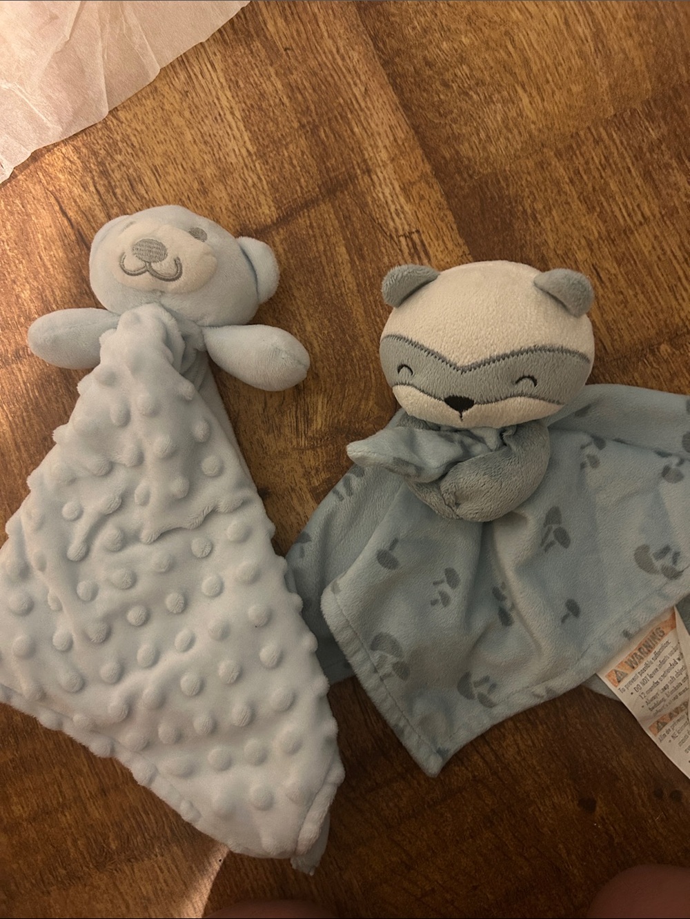 Gerber Light Blue Plush Security Blankets - Bear and Raccoon